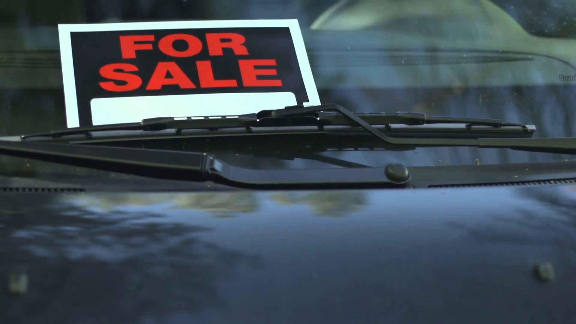 for sale sign in a car window